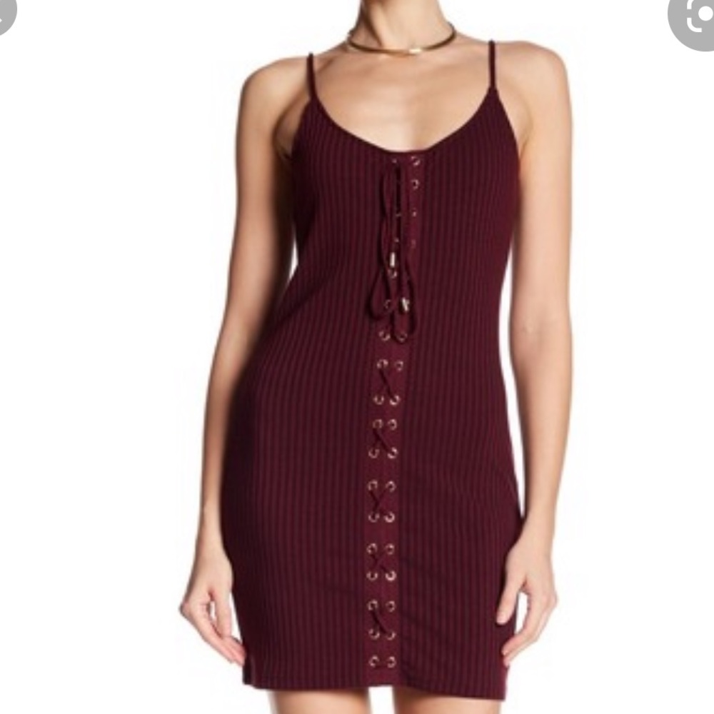 NWT Wine Lace-up Dress